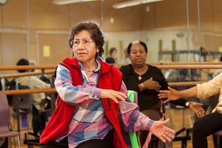 Women participating in yoga class